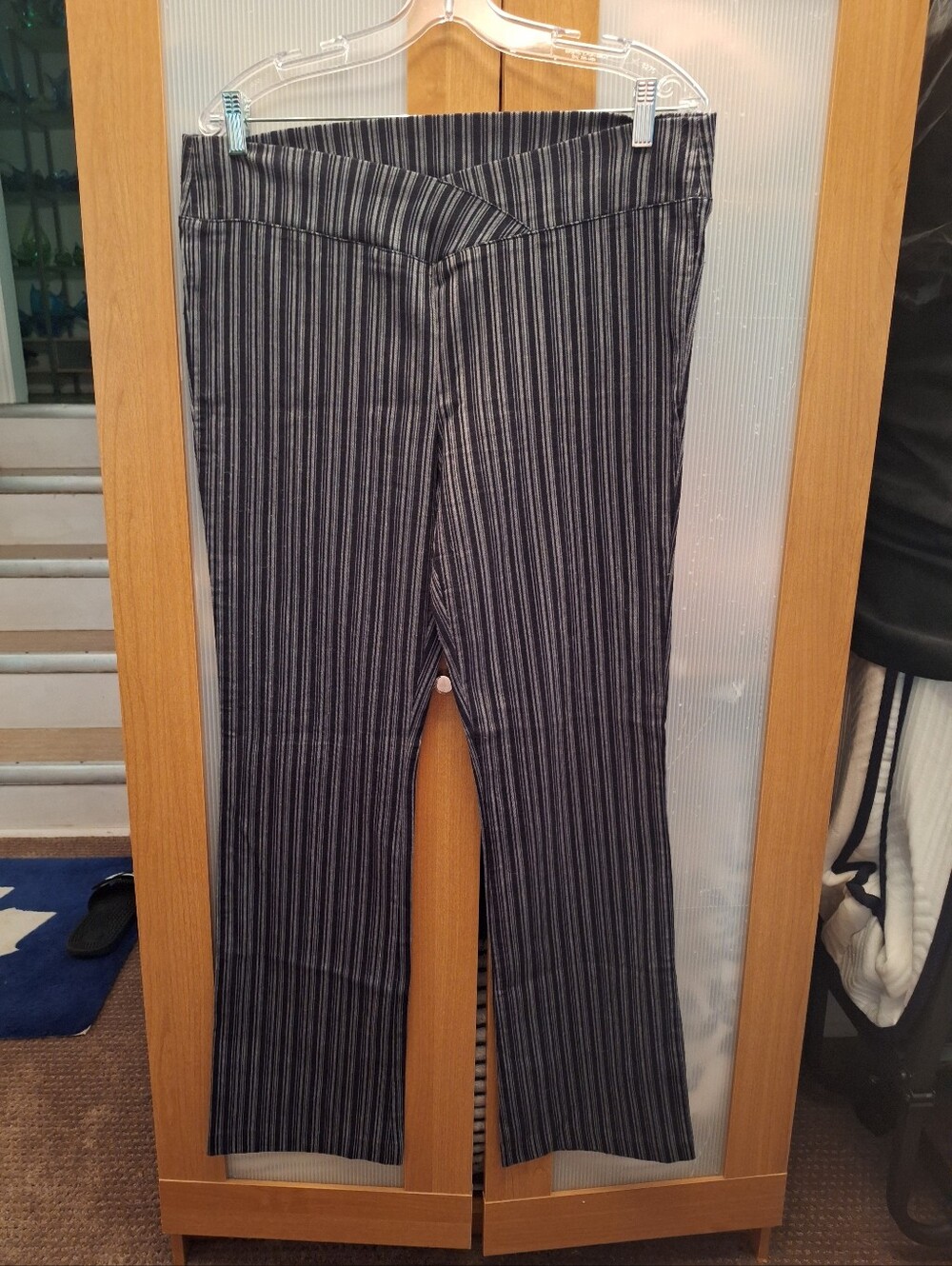 Daniel Laurent Crossover Waist Pinstripe Dress Pants Asymmetric Trouser Size XL